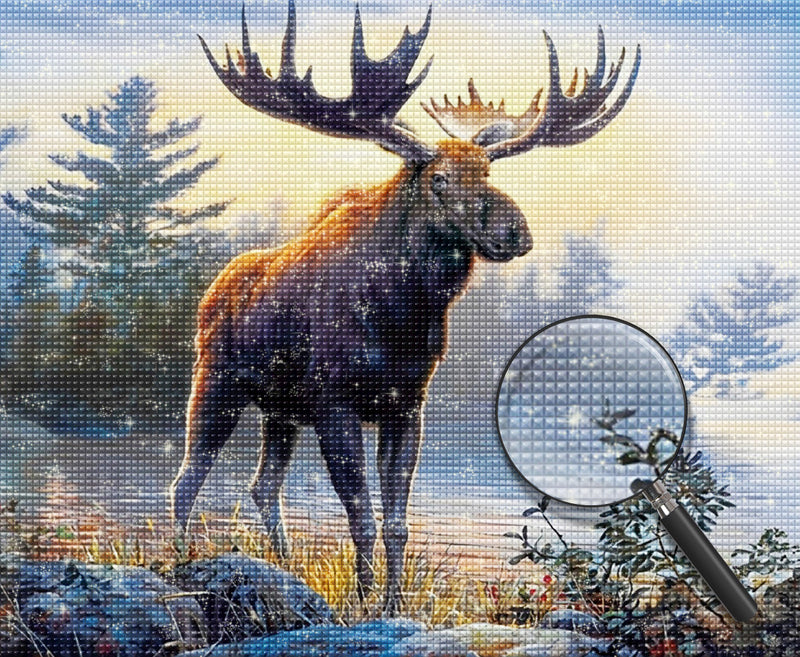 Moose and Forest Diamond Painting