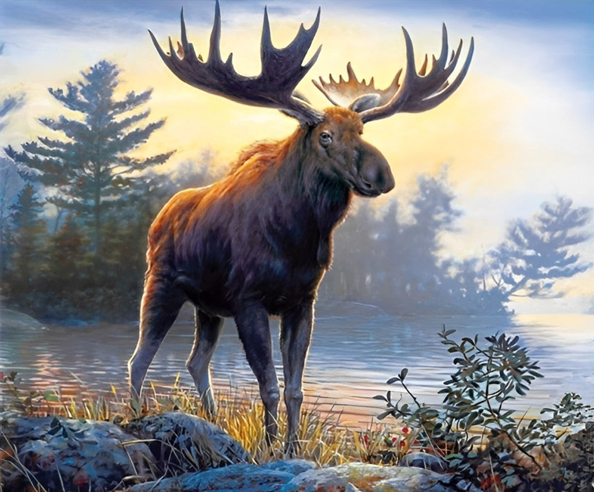 Moose and Forest Diamond Painting