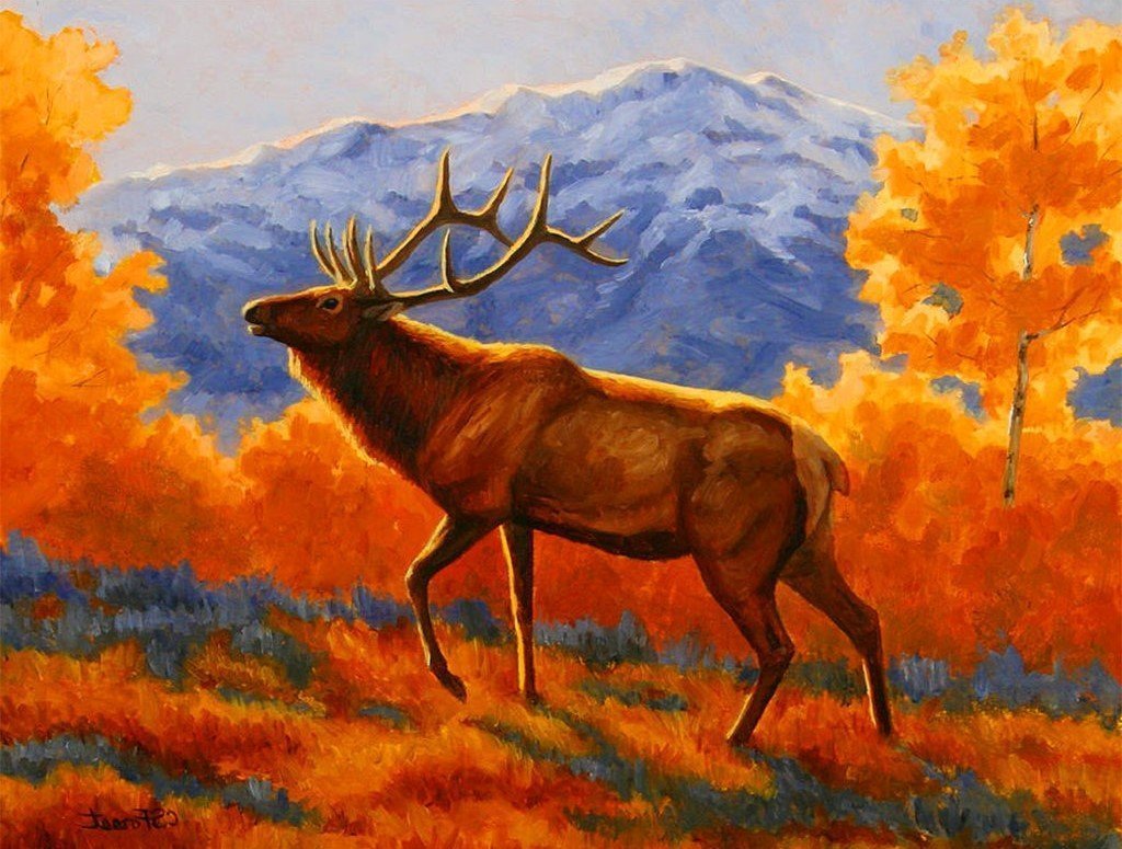 Reindeer and Autumn Leaves Diamond Painting