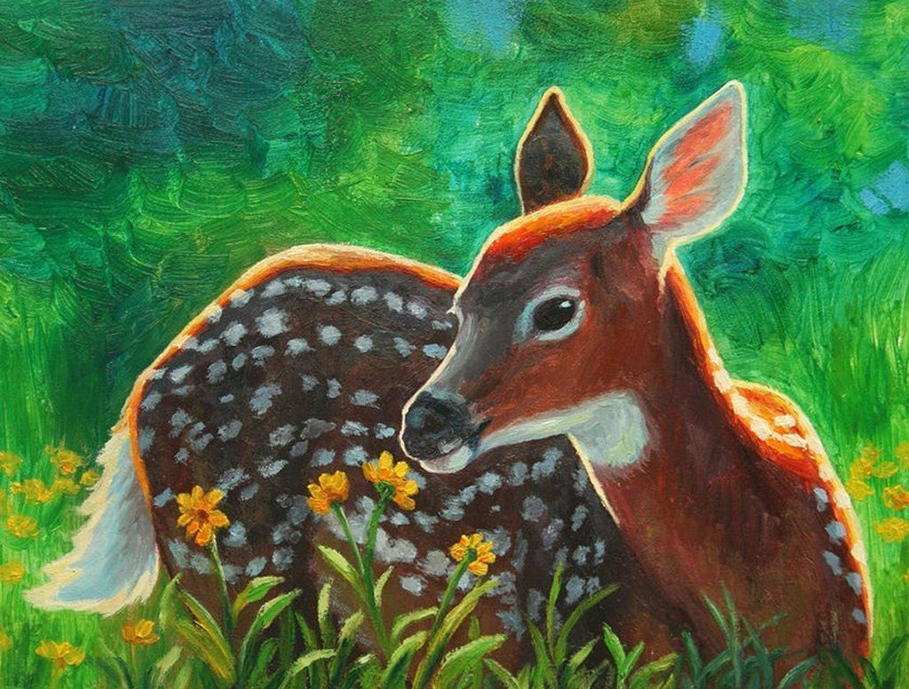 Sika Deer on the Lawn Diamond Painting