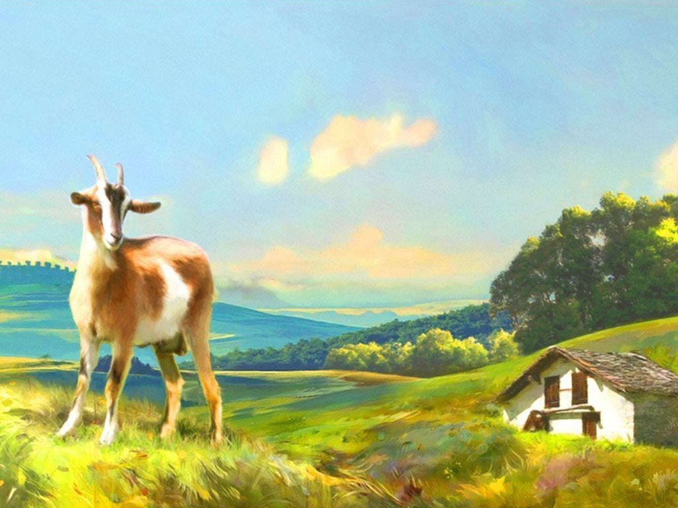Brown and White Sheep Diamond Painting
