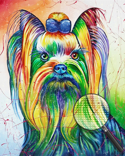 Small Long Haired and Multicolored Dog Diamond Painting