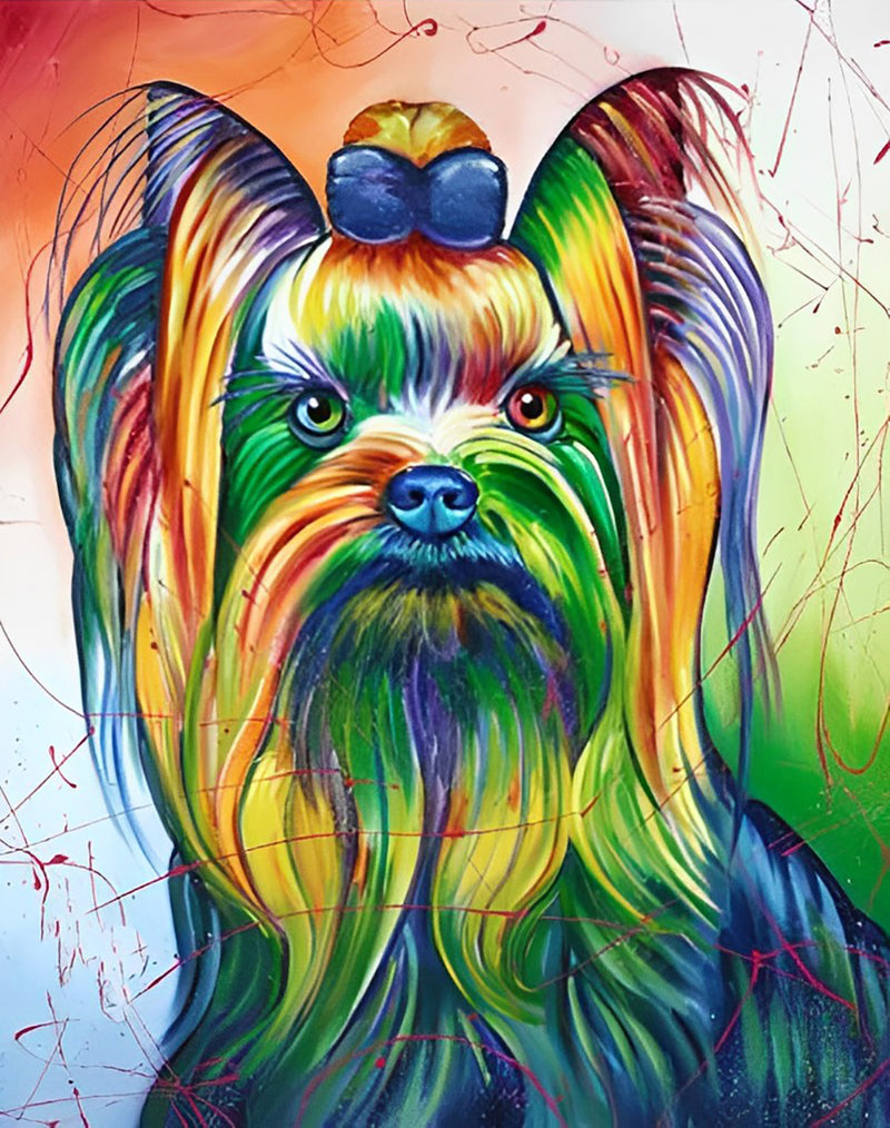 Small Long Haired and Multicolored Dog Diamond Painting