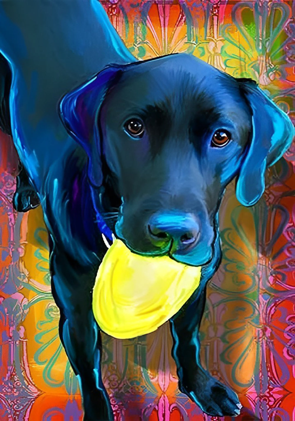 Labrador holding a Frisbee Diamond Painting