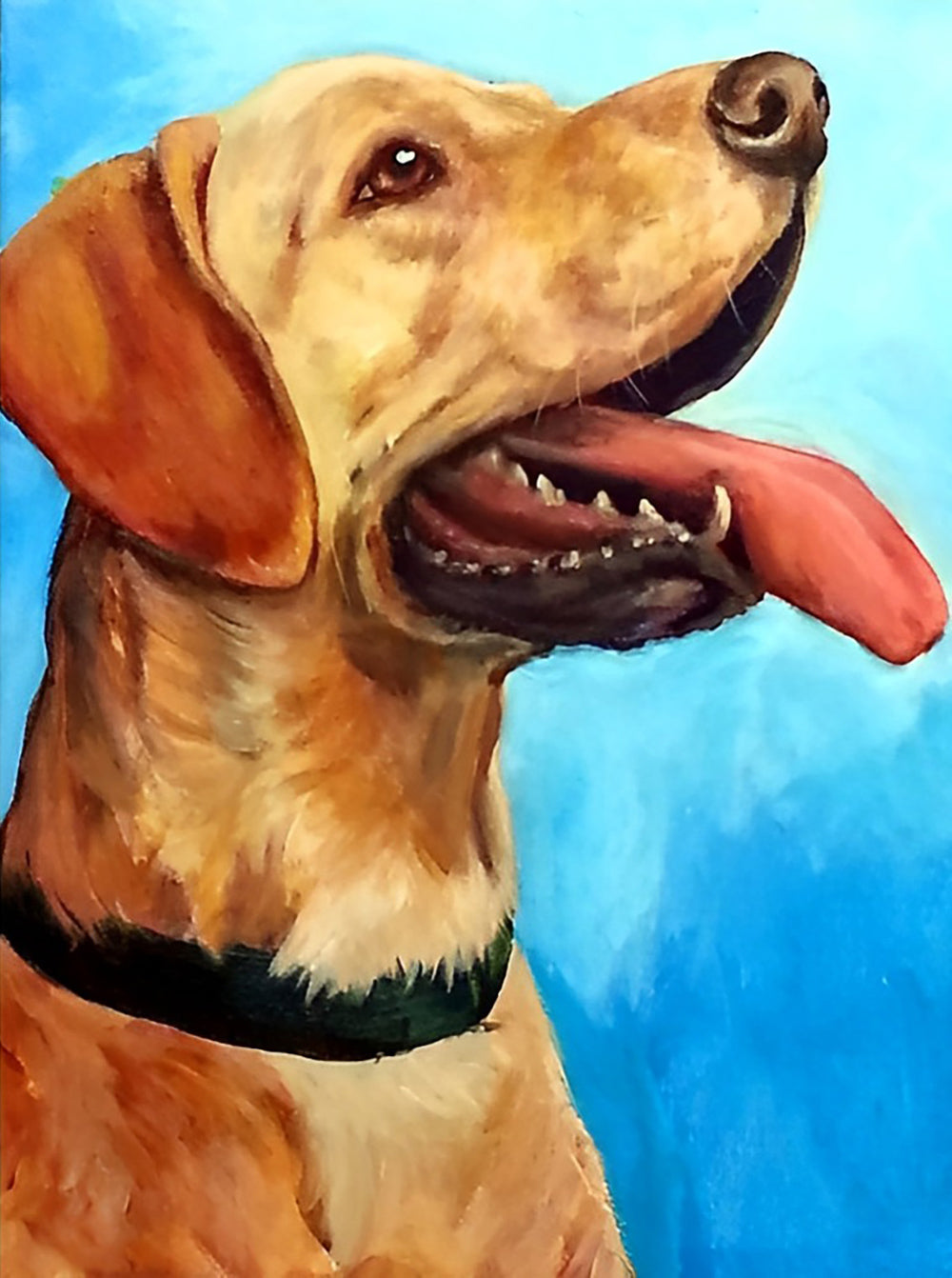Yellow Lab Profile on Blue Diamond Painting