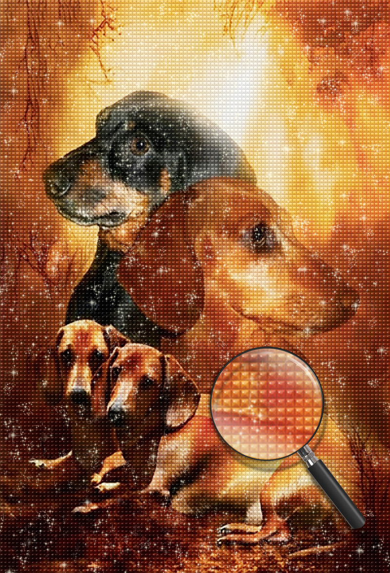 Four Dachshund Dogs Diamond Painting