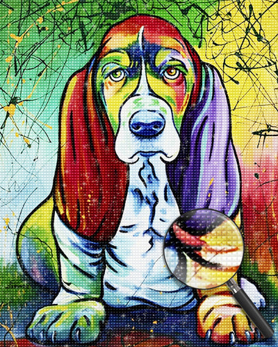 Colorful Basset Hound Dog Diamond Painting