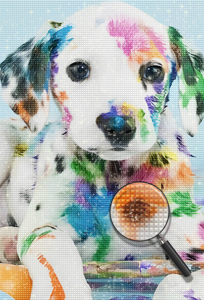 Dalmatian Puppy with Color Spots Diamond Painting