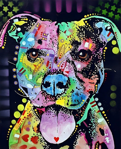 Multicolored Dog Sticking Out Its Tongue 5D DIY Diamond Painting Kits