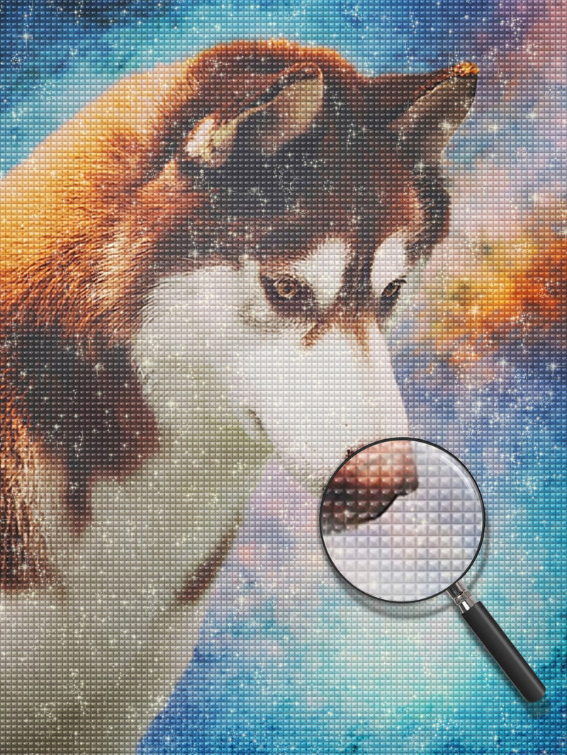 Red & White Husky Dog Diamond Painting