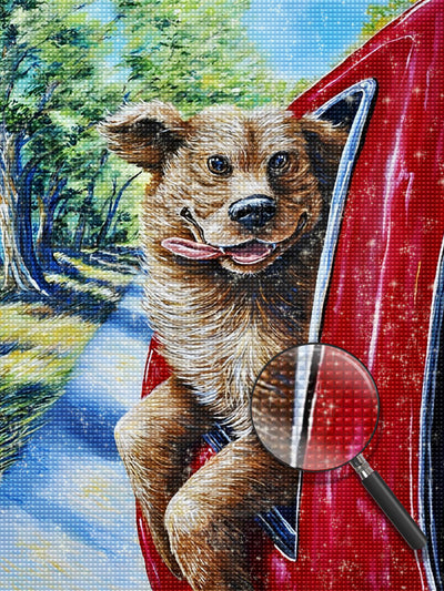 Funny Dog Blowing in the Wind Diamond Painting