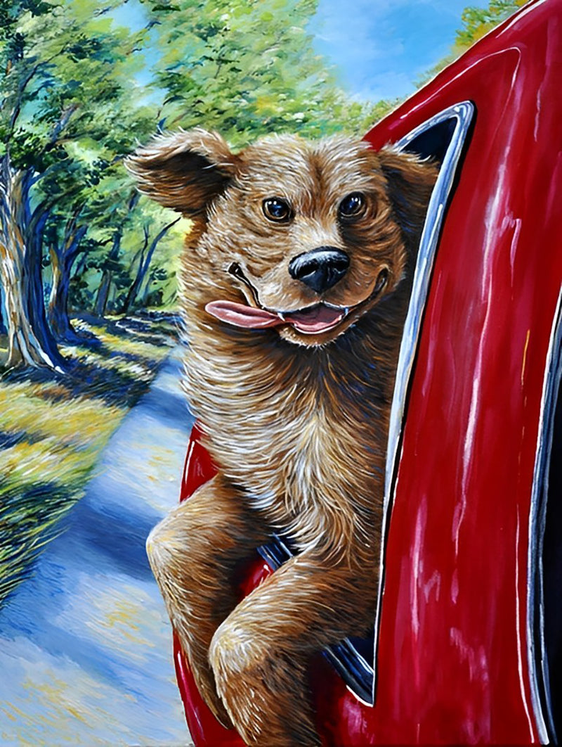 Funny Dog Blowing in the Wind Diamond Painting