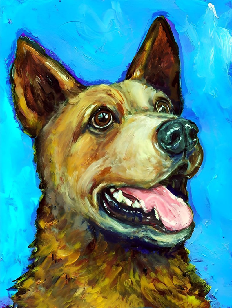 Orange Dog Sticking Out Tongue Diamond Painting