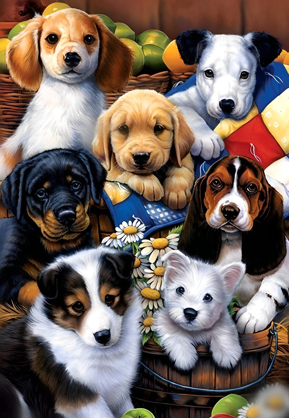 Seven Little Dogs Diamond Painting