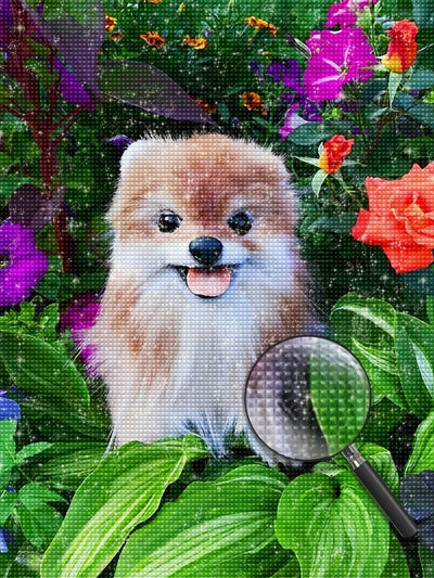 Cute Red and White Dog Diamond Painting