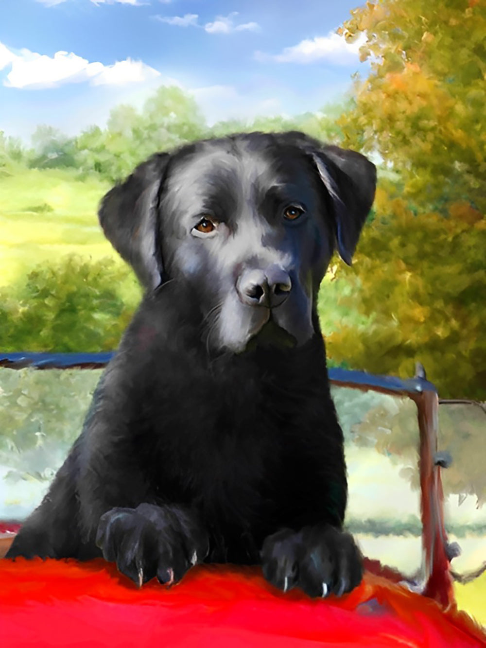Black Lab in Car Diamond Painting