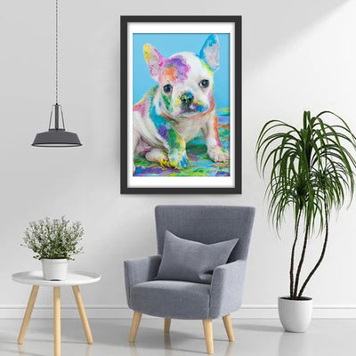 Bulldog Dog with Color Spots Diamond Painting