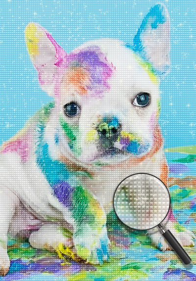 Bulldog Dog with Color Spots Diamond Painting