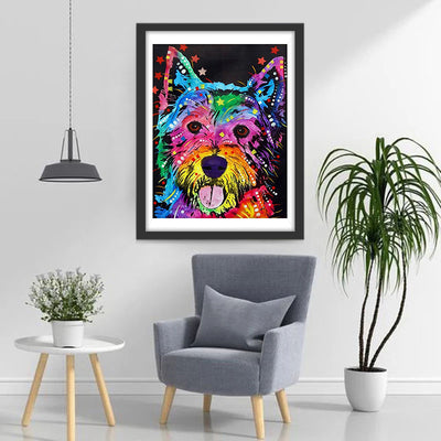 Colorful Long-Haired Dog Diamond Painting