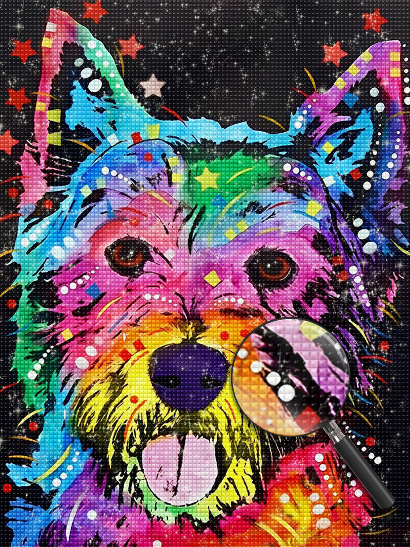 Colorful Long-Haired Dog Diamond Painting