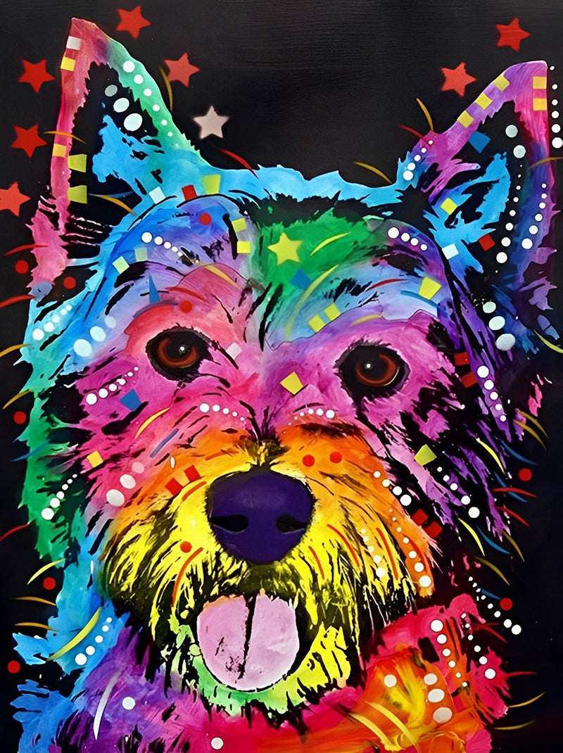 Colorful Long-Haired Dog Diamond Painting