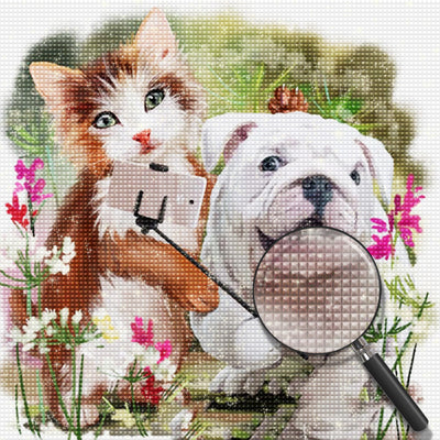Puppy and Kitten Selfie 5D DIY Diamond Painting Kits
