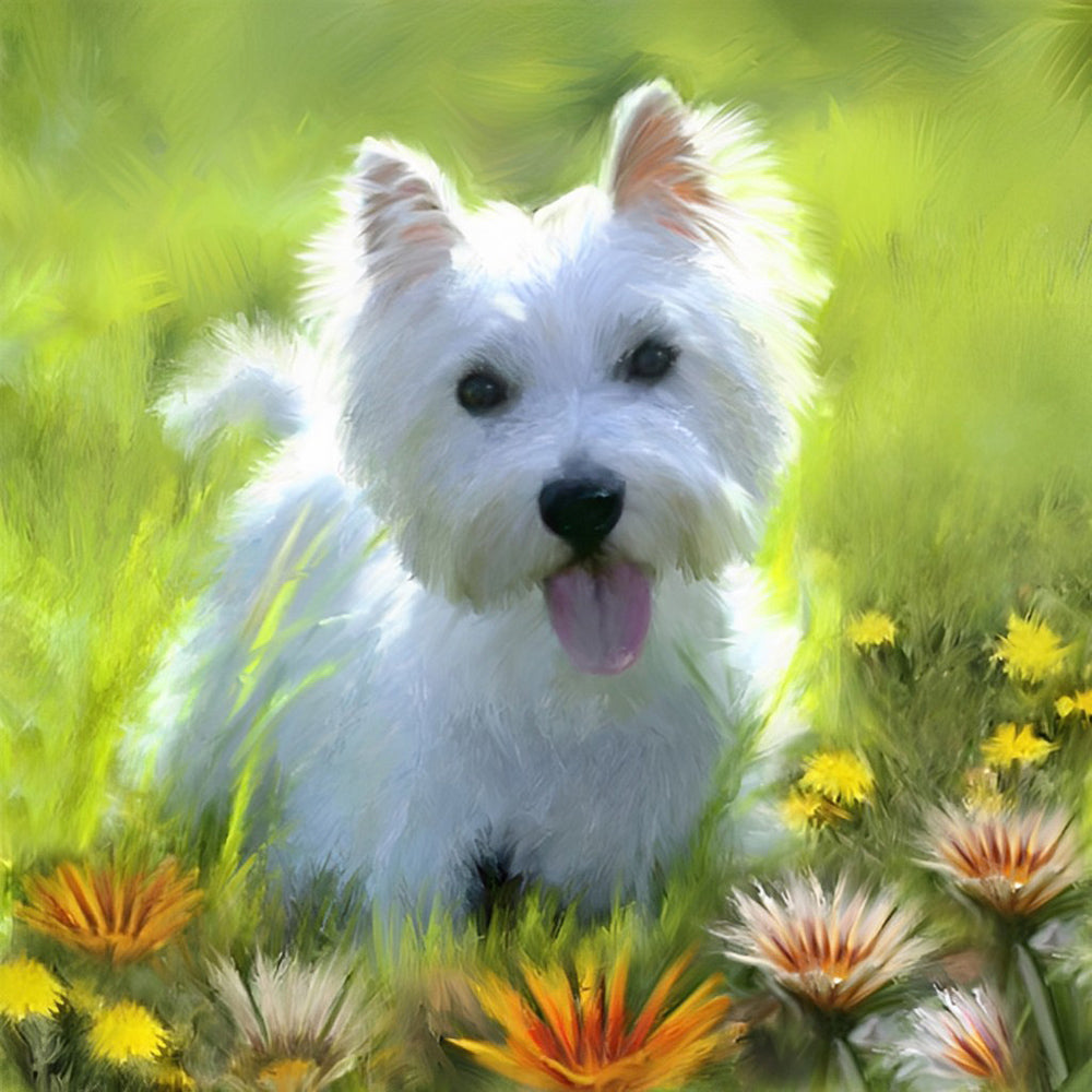 Cute Westie Dog Diamond Painting