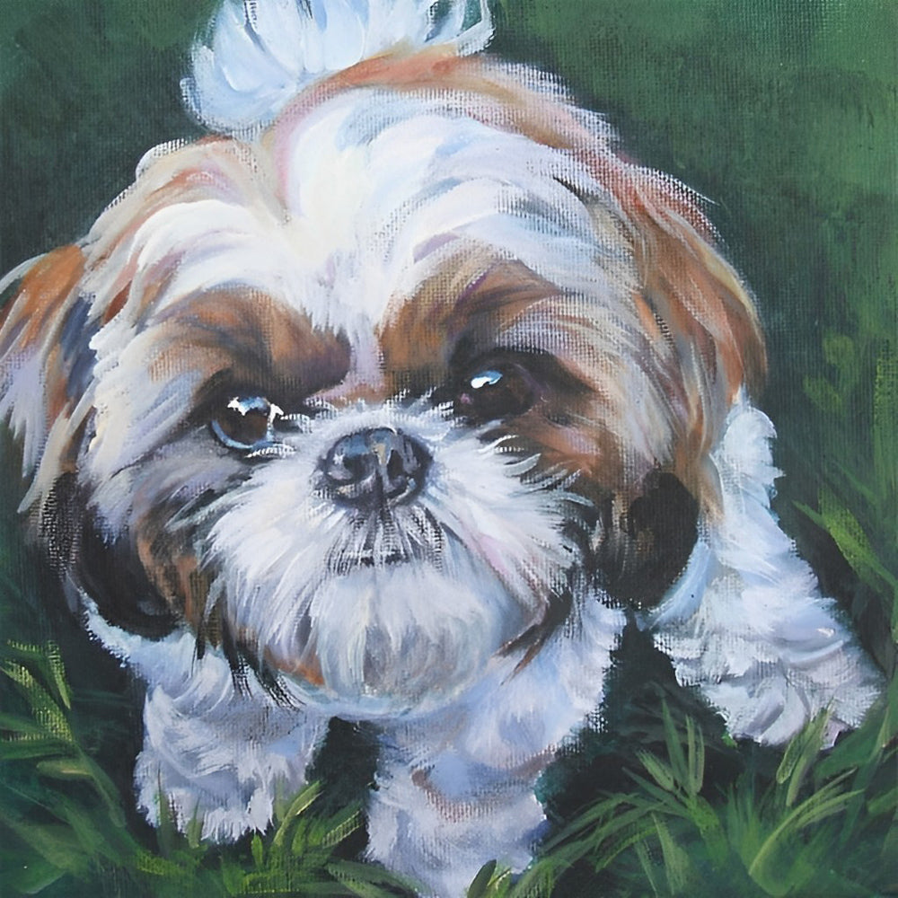 Brown and White Shih Tzu Dog Diamond Painting