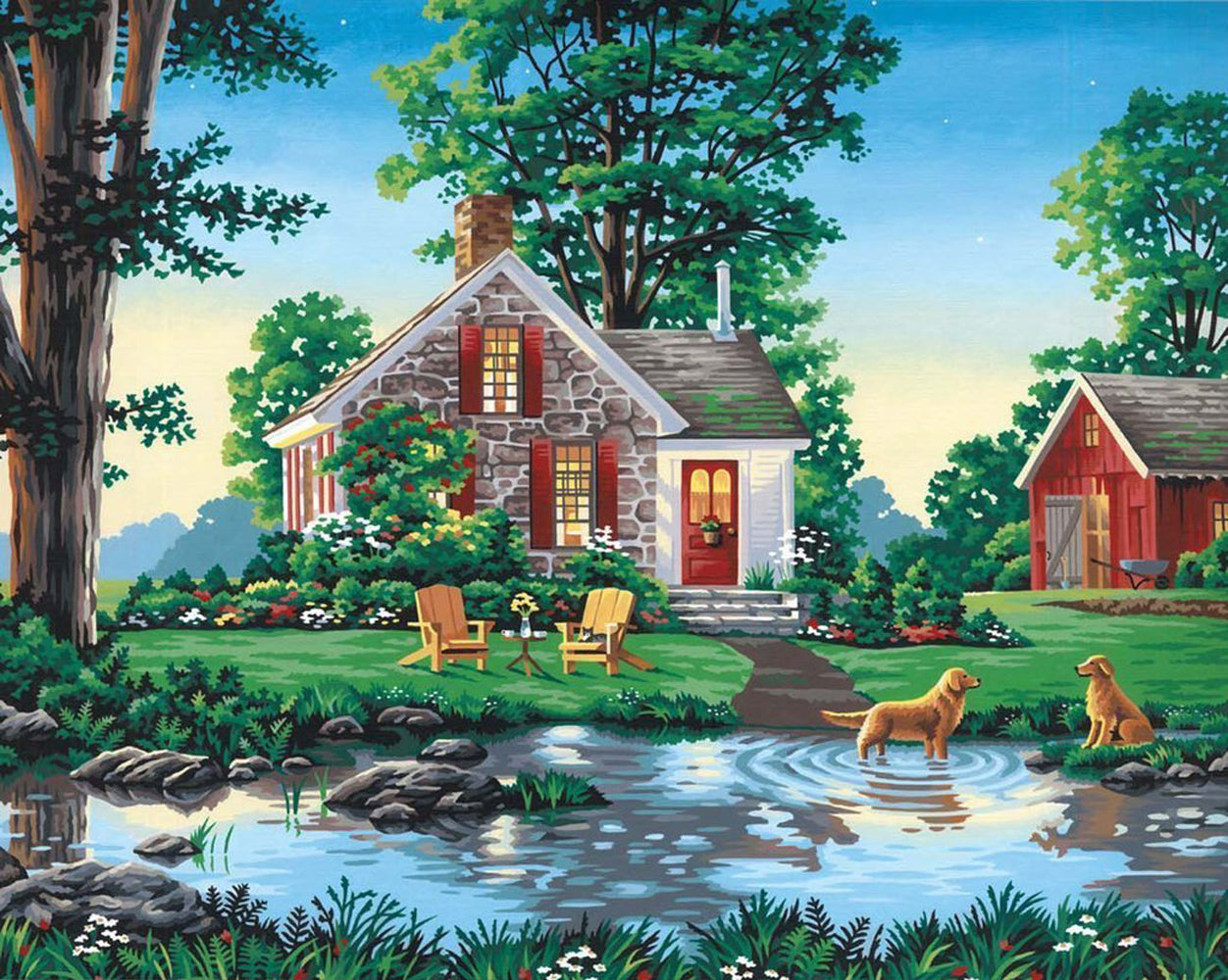 Houses and Dogs Diamond Painting