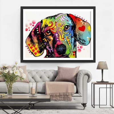 Dog Leaning Head in Pop Colors Diamond Painting