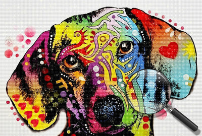 Dog Leaning Head in Pop Colors Diamond Painting