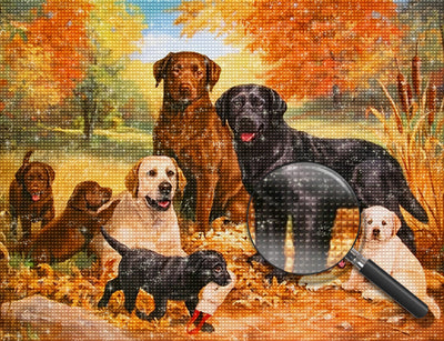 Dogs and Autumn Leaves 5D DIY Diamond Painting Kits