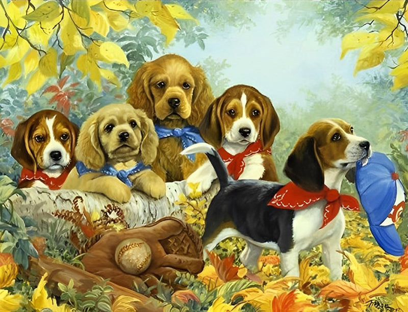 Beagles and English Cocker Spaniels 5D DIY Diamond Painting Kits