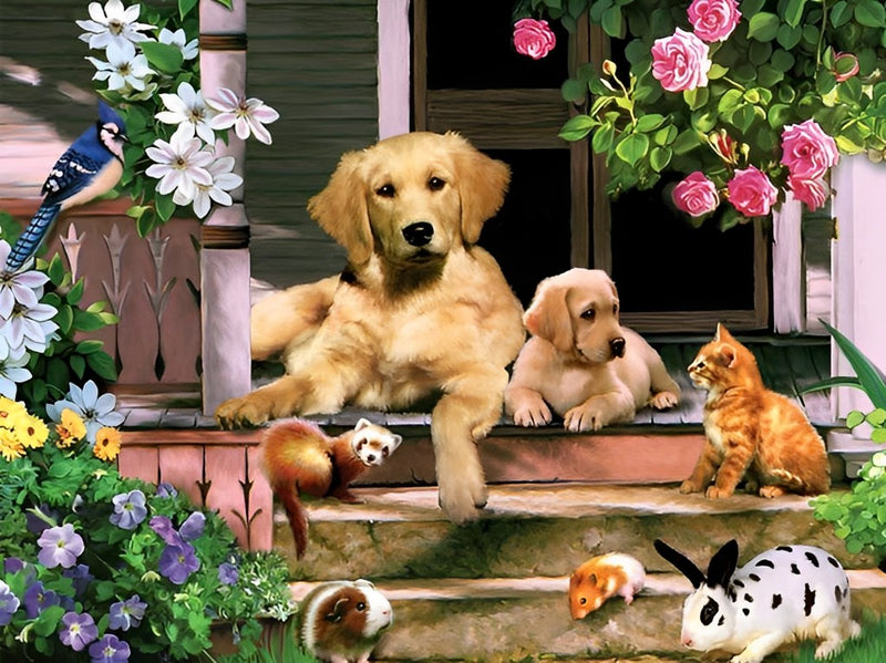 Golden Retriever Dogs & Other Animals 5D DIY Diamond Painting Kits
