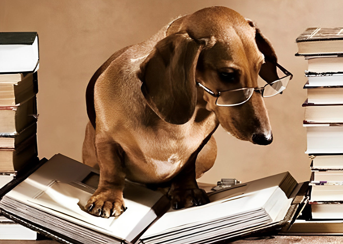 Dachshund Reading Diamond Painting