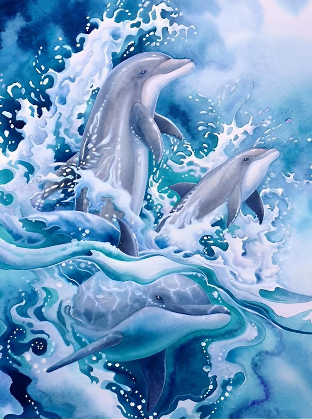 Dolphin Family Playing Diamond Painting