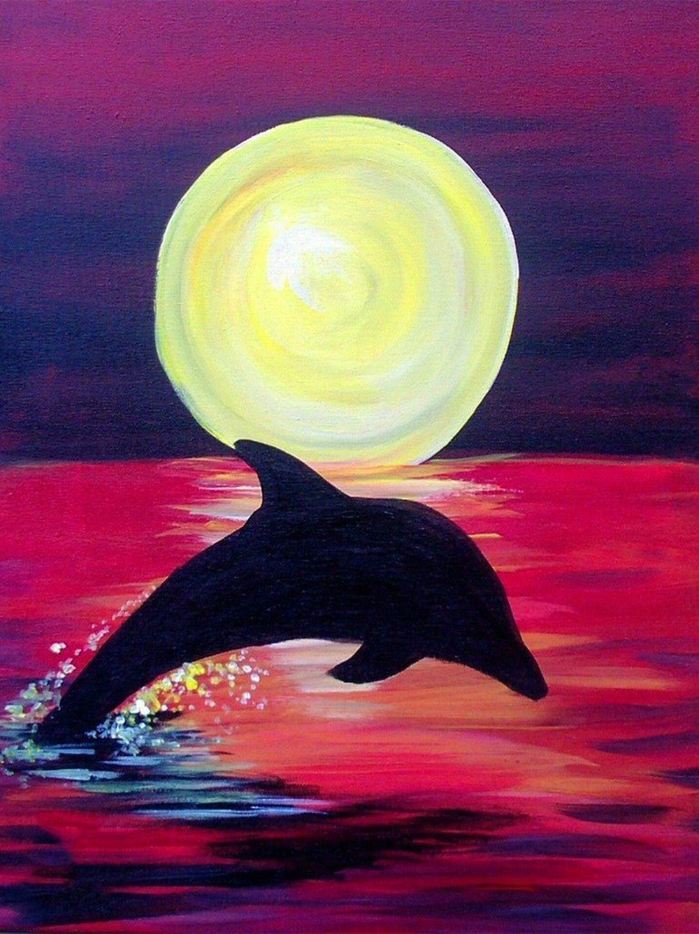 Dolphin and Yellow Moon Diamond Painting