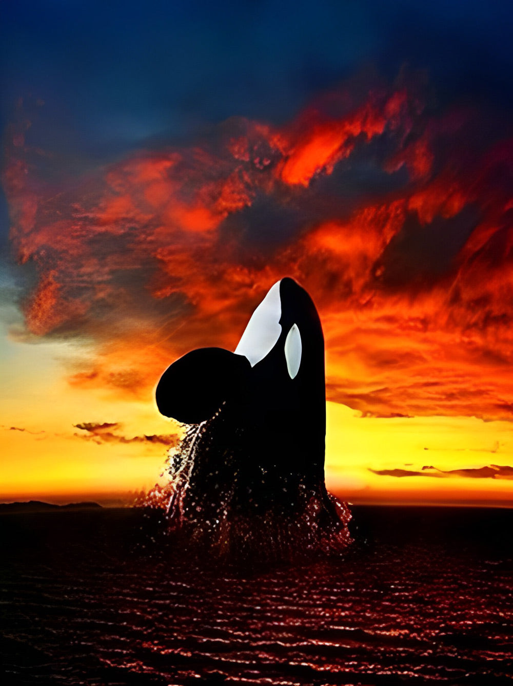Orca and Red Clouds Diamond Painting