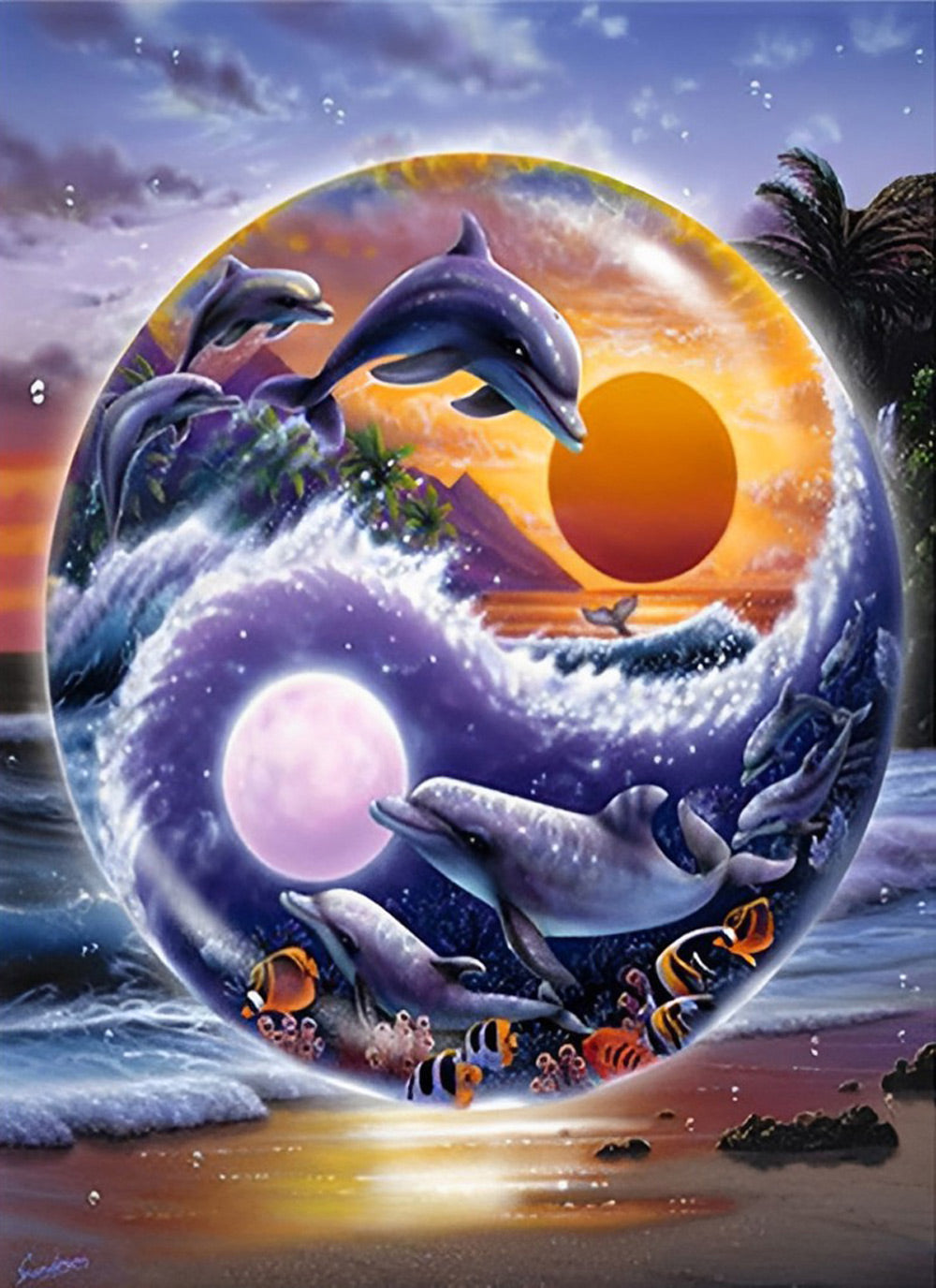 Dolphins Yin and Yang Diamond Painting