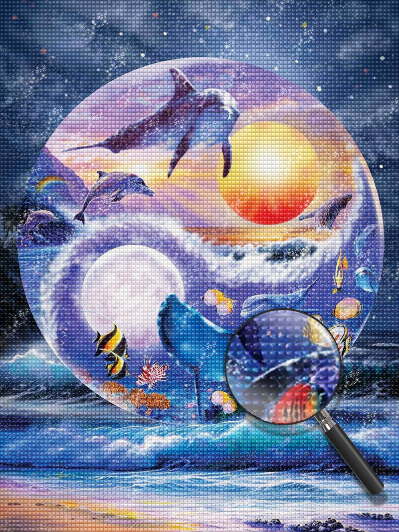 Dolphins Yin and Yang Diamond Painting