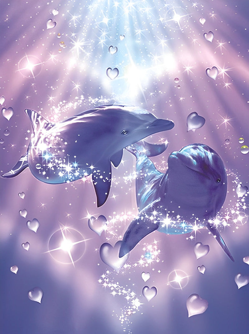 Couple of Dolphins in Love Diamond Painting