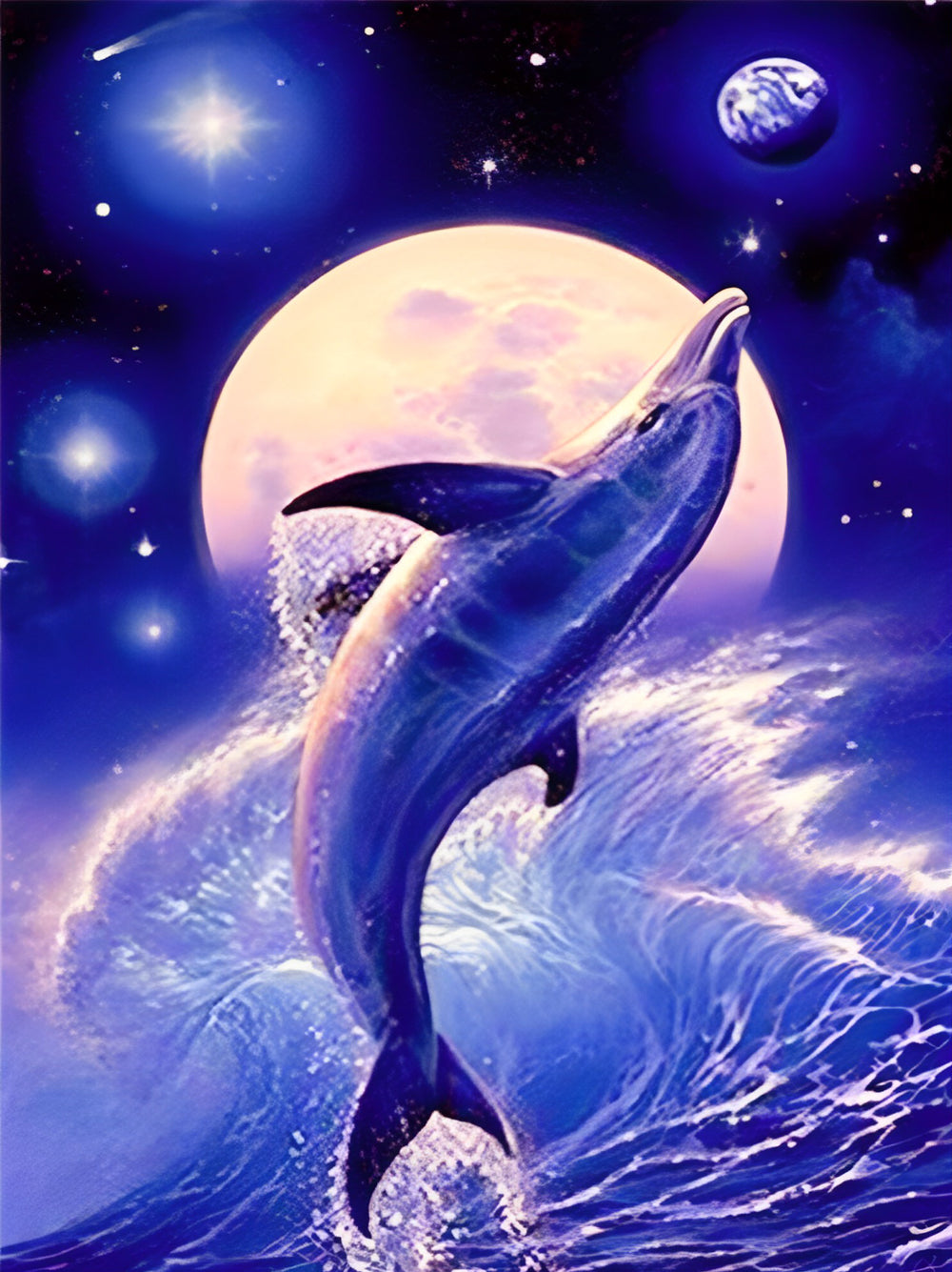Elegant Dolphin and Moon Diamond Painting