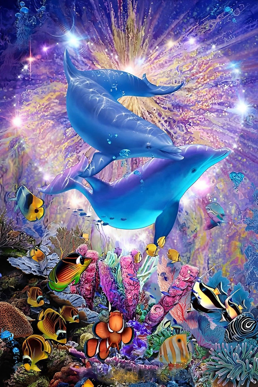 Dolphins and Fireworks Diamond Painting