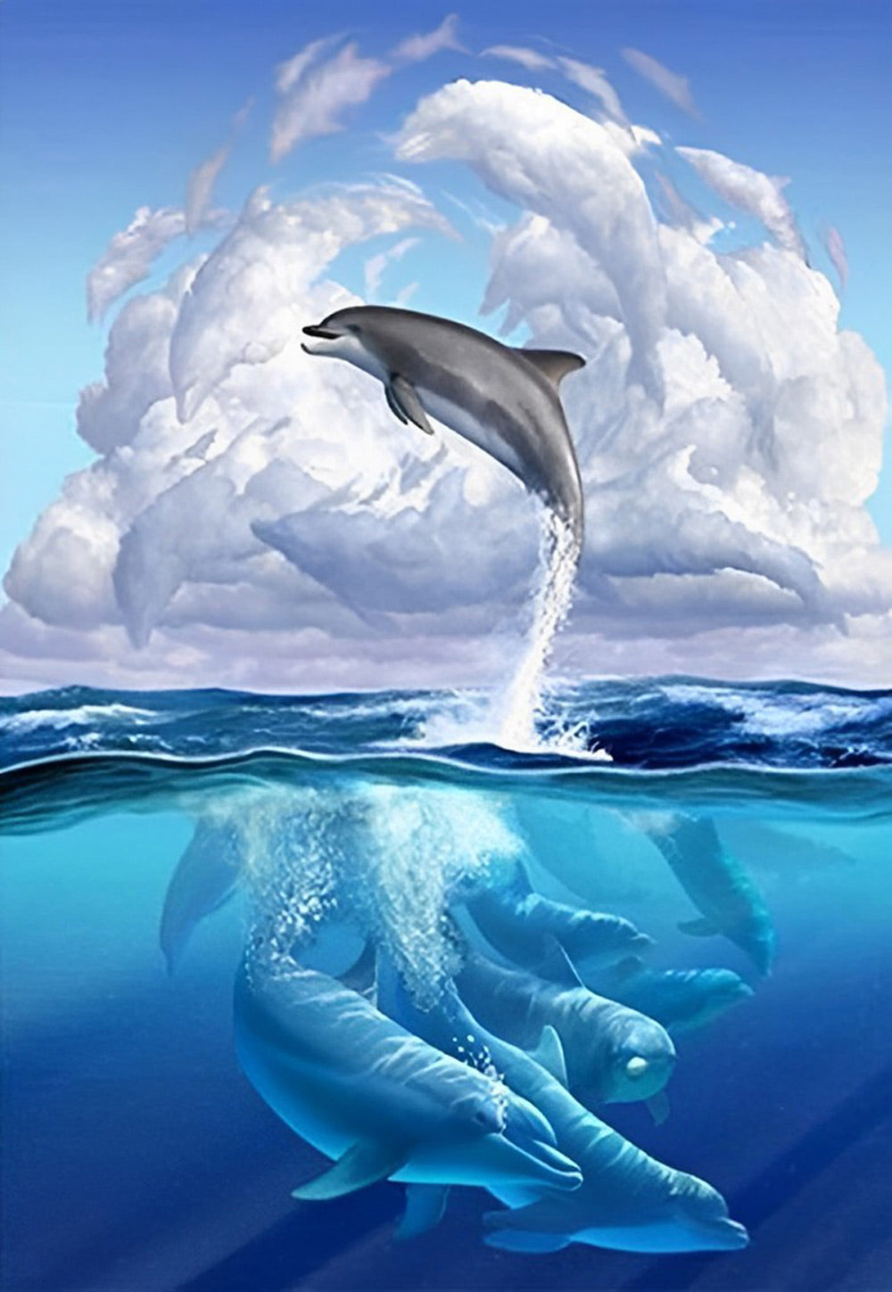 Dolphins and Clouds Diamond Painting