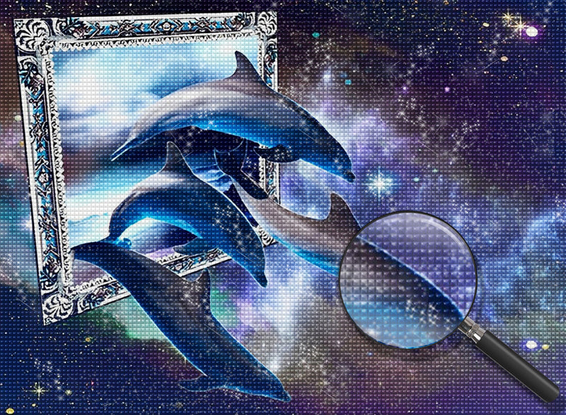 Dolphins and Frame 5D DIY Diamond Painting Kits
