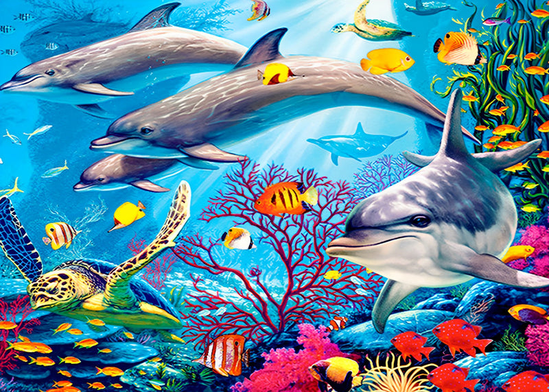 Family of Dolphins and Turtle 5D DIY Diamond Painting Kits