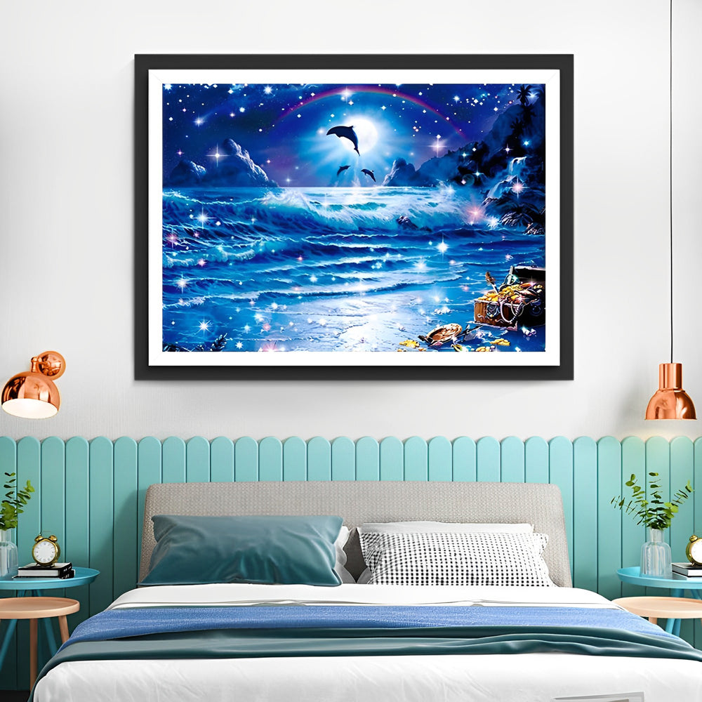 Dolphin in the Starry Night Diamond Painting