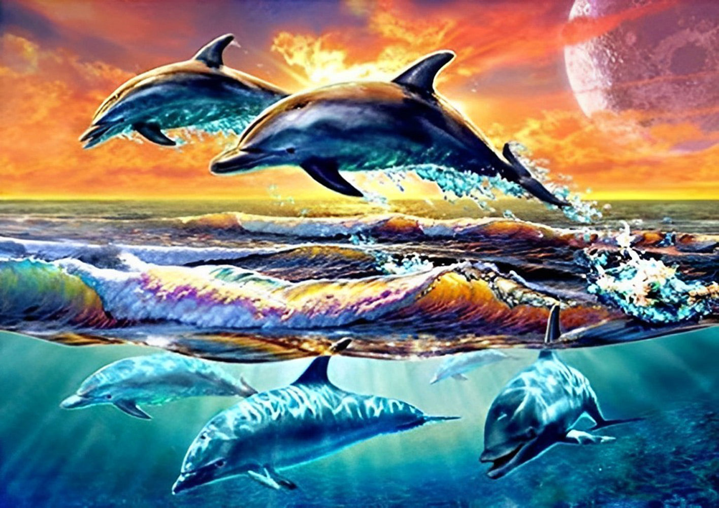 Schools of Dolphins Diamond Painting