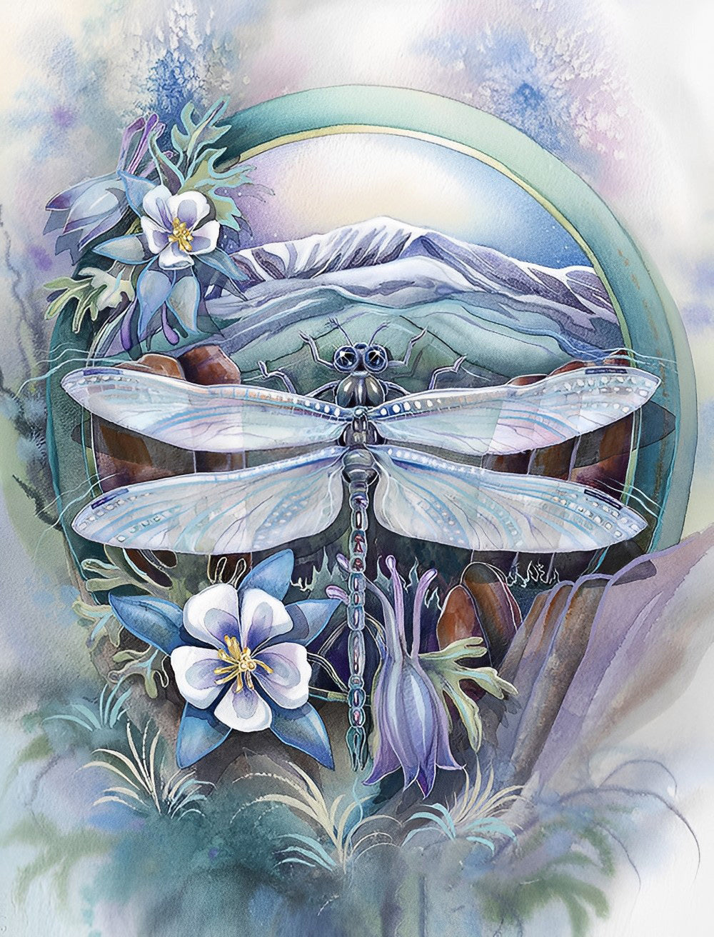 Dragonfly and Mountain Diamond Painting