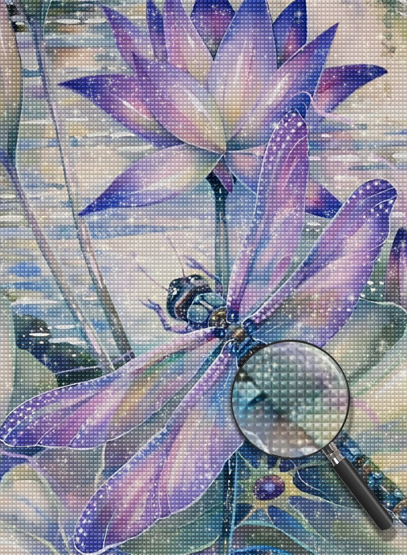 Purple Dragonfly and Lotus 5D DIY Diamond Painting Kits